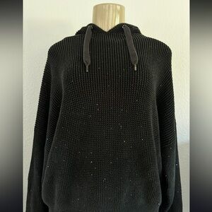 Brunello Cucinelli Charcoal Sequin Knit Hoodie